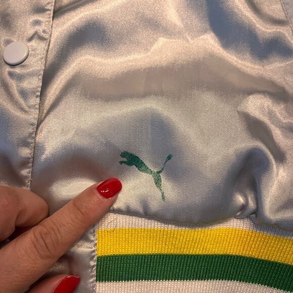 VTG Y2K Puma Women’s Silver Nylon Baseball Bomber Jacket Large - Picture 14 of 16